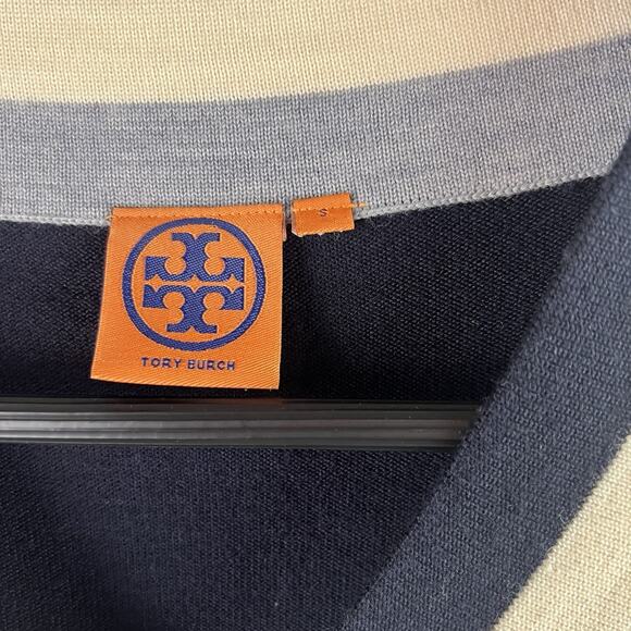 Tory Burch Sweater Minimalist Quiet Luxe S Academia Capsule Merino Wool V Neck - Picture 3 of 9